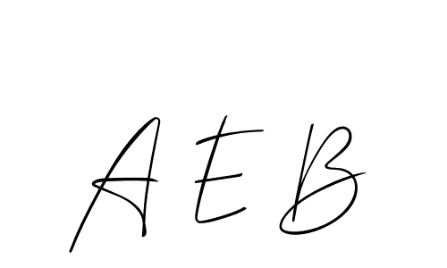 Design your own signature with our free online signature maker. With this signature software, you can create a handwritten (Allison_Script) signature for name A E B. A E B signature style 2 images and pictures png