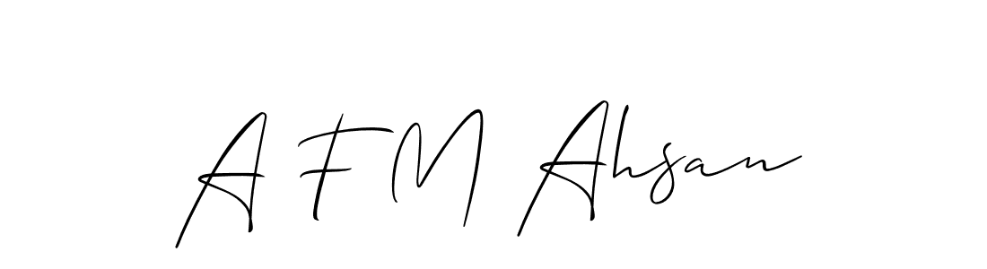 Also You can easily find your signature by using the search form. We will create A F M Ahsan name handwritten signature images for you free of cost using Allison_Script sign style. A F M Ahsan signature style 2 images and pictures png