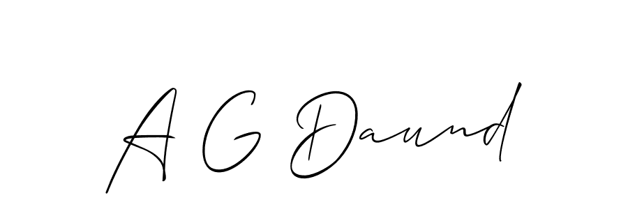 Also we have A G Daund name is the best signature style. Create professional handwritten signature collection using Allison_Script autograph style. A G Daund signature style 2 images and pictures png
