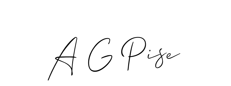 It looks lik you need a new signature style for name A G Pise. Design unique handwritten (Allison_Script) signature with our free signature maker in just a few clicks. A G Pise signature style 2 images and pictures png