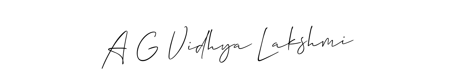 if you are searching for the best signature style for your name A G Vidhya Lakshmi. so please give up your signature search. here we have designed multiple signature styles  using Allison_Script. A G Vidhya Lakshmi signature style 2 images and pictures png