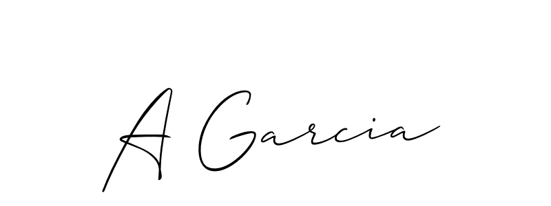 Design your own signature with our free online signature maker. With this signature software, you can create a handwritten (Allison_Script) signature for name A Garcia. A Garcia signature style 2 images and pictures png