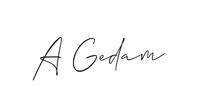 The best way (Allison_Script) to make a short signature is to pick only two or three words in your name. The name A Gedam include a total of six letters. For converting this name. A Gedam signature style 2 images and pictures png