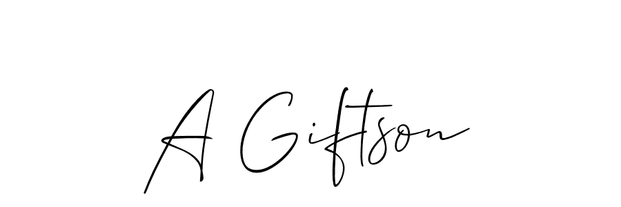 Design your own signature with our free online signature maker. With this signature software, you can create a handwritten (Allison_Script) signature for name A Giftson. A Giftson signature style 2 images and pictures png