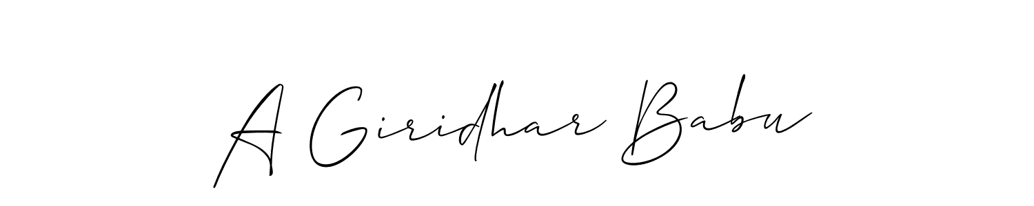 Design your own signature with our free online signature maker. With this signature software, you can create a handwritten (Allison_Script) signature for name A Giridhar Babu. A Giridhar Babu signature style 2 images and pictures png