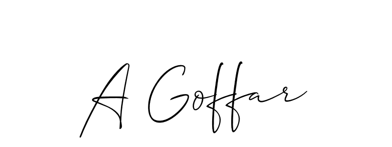 Use a signature maker to create a handwritten signature online. With this signature software, you can design (Allison_Script) your own signature for name A Goffar. A Goffar signature style 2 images and pictures png