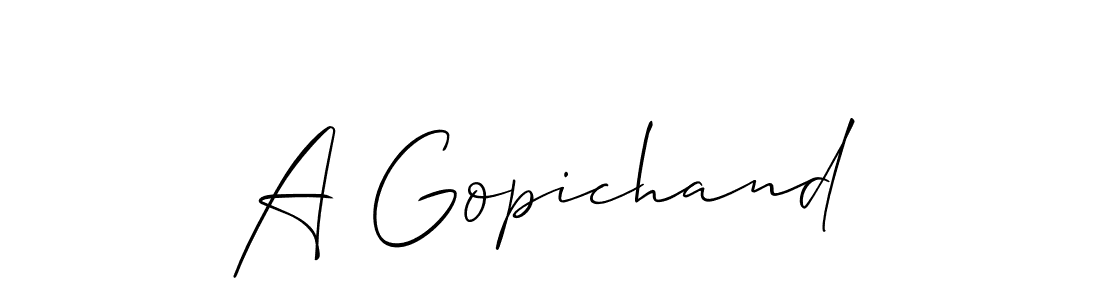 Design your own signature with our free online signature maker. With this signature software, you can create a handwritten (Allison_Script) signature for name A Gopichand. A Gopichand signature style 2 images and pictures png