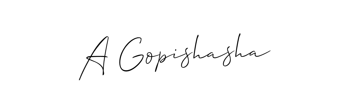It looks lik you need a new signature style for name A Gopishasha. Design unique handwritten (Allison_Script) signature with our free signature maker in just a few clicks. A Gopishasha signature style 2 images and pictures png