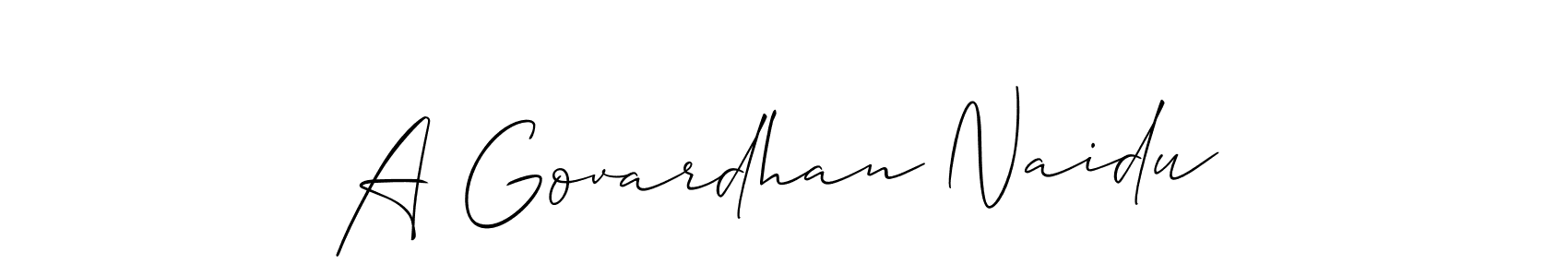 Use a signature maker to create a handwritten signature online. With this signature software, you can design (Allison_Script) your own signature for name A Govardhan Naidu. A Govardhan Naidu signature style 2 images and pictures png