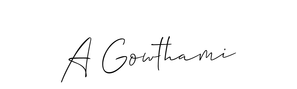 if you are searching for the best signature style for your name A Gowthami. so please give up your signature search. here we have designed multiple signature styles  using Allison_Script. A Gowthami signature style 2 images and pictures png