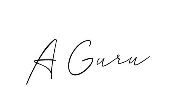 The best way (Allison_Script) to make a short signature is to pick only two or three words in your name. The name A Guru include a total of six letters. For converting this name. A Guru signature style 2 images and pictures png