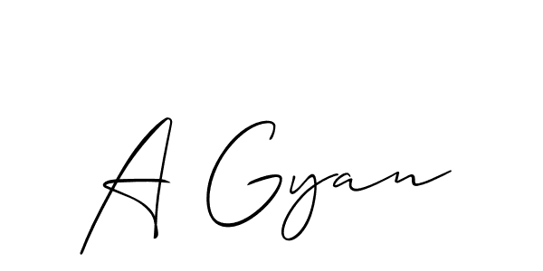 The best way (Allison_Script) to make a short signature is to pick only two or three words in your name. The name A Gyan include a total of six letters. For converting this name. A Gyan signature style 2 images and pictures png