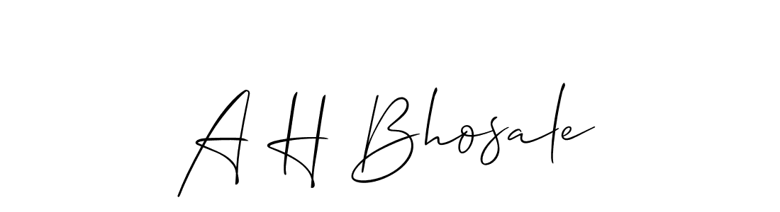 Design your own signature with our free online signature maker. With this signature software, you can create a handwritten (Allison_Script) signature for name A H Bhosale. A H Bhosale signature style 2 images and pictures png