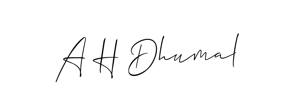 How to Draw A H Dhumal signature style? Allison_Script is a latest design signature styles for name A H Dhumal. A H Dhumal signature style 2 images and pictures png