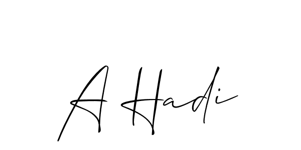 The best way (Allison_Script) to make a short signature is to pick only two or three words in your name. The name A Hadi include a total of six letters. For converting this name. A Hadi signature style 2 images and pictures png