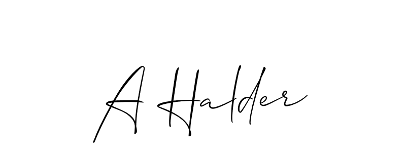 You should practise on your own different ways (Allison_Script) to write your name (A Halder) in signature. don't let someone else do it for you. A Halder signature style 2 images and pictures png