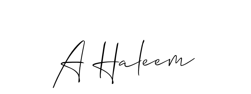 How to make A Haleem signature? Allison_Script is a professional autograph style. Create handwritten signature for A Haleem name. A Haleem signature style 2 images and pictures png