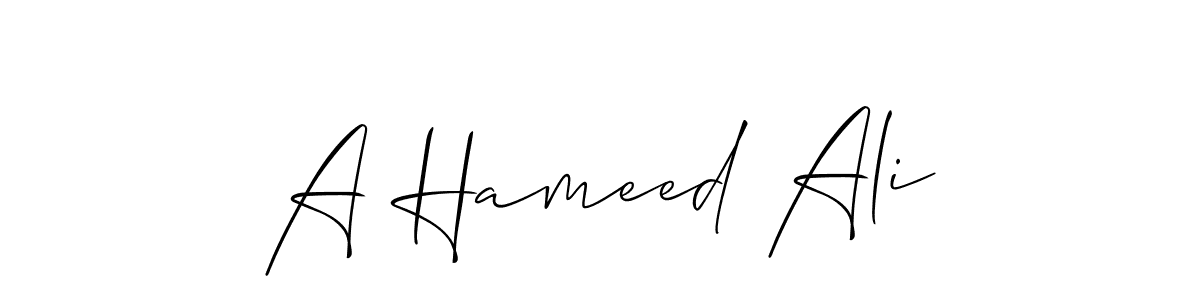 Create a beautiful signature design for name A Hameed Ali. With this signature (Allison_Script) fonts, you can make a handwritten signature for free. A Hameed Ali signature style 2 images and pictures png