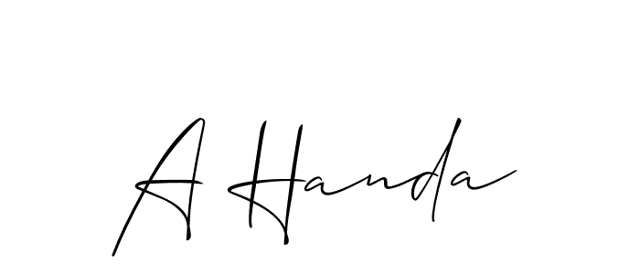 You should practise on your own different ways (Allison_Script) to write your name (A Handa) in signature. don't let someone else do it for you. A Handa signature style 2 images and pictures png