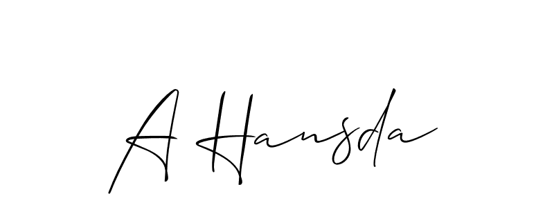 How to make A Hansda signature? Allison_Script is a professional autograph style. Create handwritten signature for A Hansda name. A Hansda signature style 2 images and pictures png