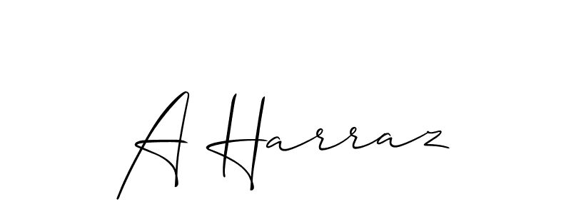 Create a beautiful signature design for name A Harraz. With this signature (Allison_Script) fonts, you can make a handwritten signature for free. A Harraz signature style 2 images and pictures png