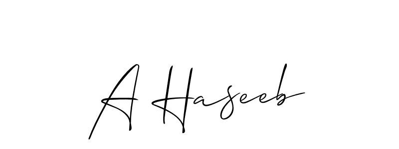 Design your own signature with our free online signature maker. With this signature software, you can create a handwritten (Allison_Script) signature for name A Haseeb. A Haseeb signature style 2 images and pictures png