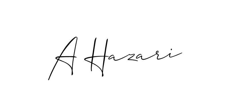 Also we have A Hazari name is the best signature style. Create professional handwritten signature collection using Allison_Script autograph style. A Hazari signature style 2 images and pictures png