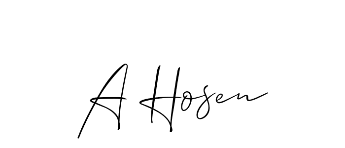 The best way (Allison_Script) to make a short signature is to pick only two or three words in your name. The name A Hosen include a total of six letters. For converting this name. A Hosen signature style 2 images and pictures png