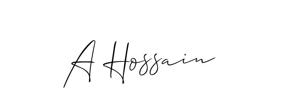 Make a beautiful signature design for name A Hossain. With this signature (Allison_Script) style, you can create a handwritten signature for free. A Hossain signature style 2 images and pictures png