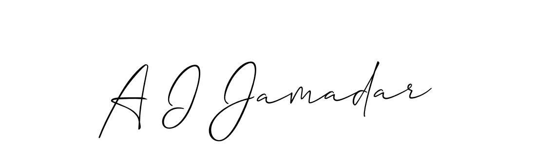 Also You can easily find your signature by using the search form. We will create A I Jamadar name handwritten signature images for you free of cost using Allison_Script sign style. A I Jamadar signature style 2 images and pictures png