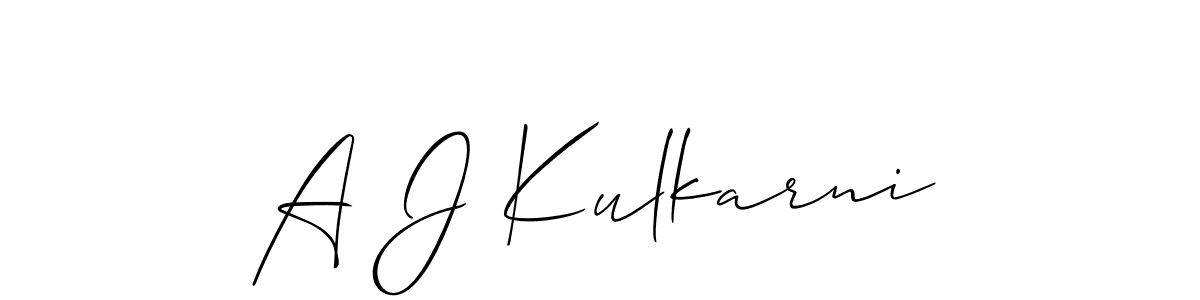 if you are searching for the best signature style for your name A J Kulkarni. so please give up your signature search. here we have designed multiple signature styles  using Allison_Script. A J Kulkarni signature style 2 images and pictures png