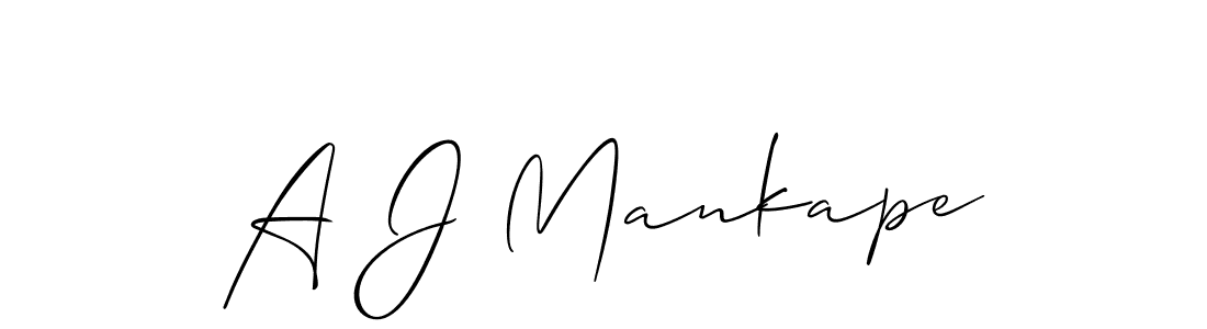 Also You can easily find your signature by using the search form. We will create A J Mankape name handwritten signature images for you free of cost using Allison_Script sign style. A J Mankape signature style 2 images and pictures png