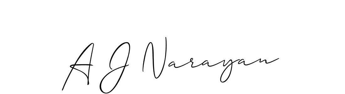 Make a beautiful signature design for name A J Narayan. With this signature (Allison_Script) style, you can create a handwritten signature for free. A J Narayan signature style 2 images and pictures png