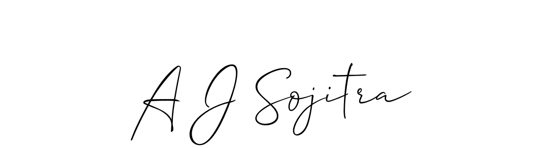 Design your own signature with our free online signature maker. With this signature software, you can create a handwritten (Allison_Script) signature for name A J Sojitra. A J Sojitra signature style 2 images and pictures png