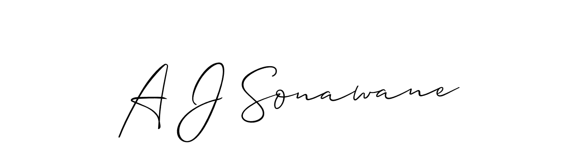 Design your own signature with our free online signature maker. With this signature software, you can create a handwritten (Allison_Script) signature for name A J Sonawane. A J Sonawane signature style 2 images and pictures png