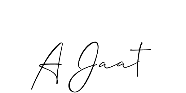 Make a beautiful signature design for name A Jaat. With this signature (Allison_Script) style, you can create a handwritten signature for free. A Jaat signature style 2 images and pictures png