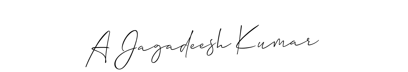 Make a short A Jagadeesh Kumar signature style. Manage your documents anywhere anytime using Allison_Script. Create and add eSignatures, submit forms, share and send files easily. A Jagadeesh Kumar signature style 2 images and pictures png