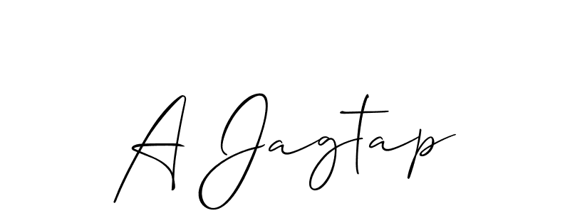 Also You can easily find your signature by using the search form. We will create A Jagtap name handwritten signature images for you free of cost using Allison_Script sign style. A Jagtap signature style 2 images and pictures png