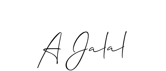 Design your own signature with our free online signature maker. With this signature software, you can create a handwritten (Allison_Script) signature for name A Jalal. A Jalal signature style 2 images and pictures png