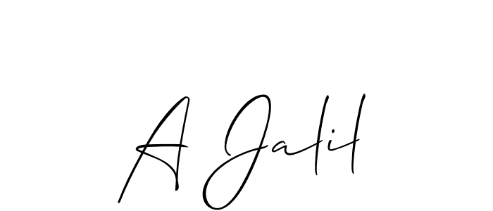 Use a signature maker to create a handwritten signature online. With this signature software, you can design (Allison_Script) your own signature for name A Jalil. A Jalil signature style 2 images and pictures png