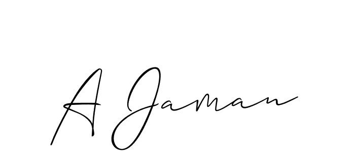 Use a signature maker to create a handwritten signature online. With this signature software, you can design (Allison_Script) your own signature for name A Jaman. A Jaman signature style 2 images and pictures png