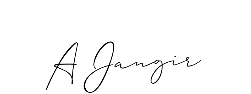 Similarly Allison_Script is the best handwritten signature design. Signature creator online .You can use it as an online autograph creator for name A Jangir. A Jangir signature style 2 images and pictures png