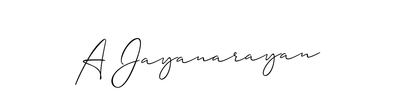 Design your own signature with our free online signature maker. With this signature software, you can create a handwritten (Allison_Script) signature for name A Jayanarayan. A Jayanarayan signature style 2 images and pictures png