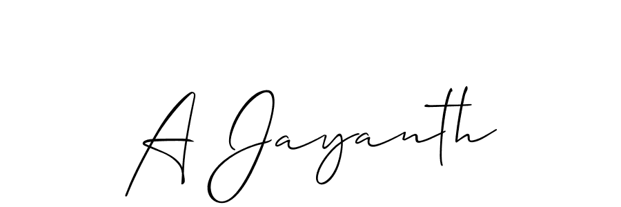 Create a beautiful signature design for name A Jayanth. With this signature (Allison_Script) fonts, you can make a handwritten signature for free. A Jayanth signature style 2 images and pictures png