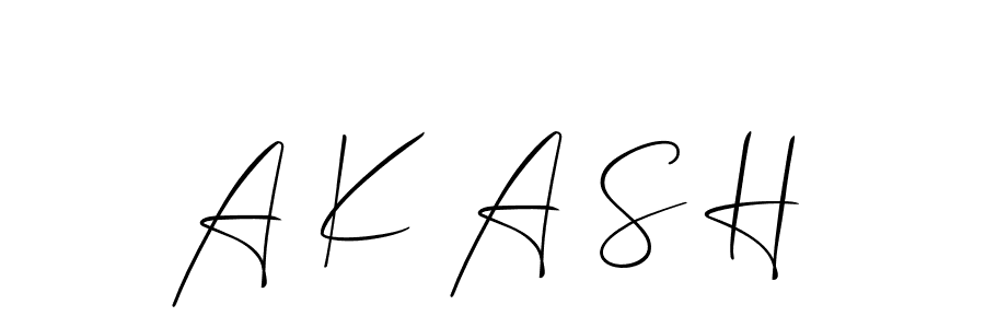The best way (Allison_Script) to make a short signature is to pick only two or three words in your name. The name A K A S H include a total of six letters. For converting this name. A K A S H signature style 2 images and pictures png