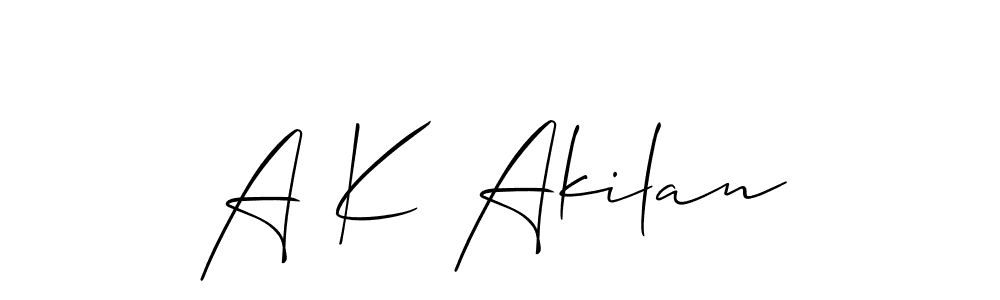 A K Akilan stylish signature style. Best Handwritten Sign (Allison_Script) for my name. Handwritten Signature Collection Ideas for my name A K Akilan. A K Akilan signature style 2 images and pictures png