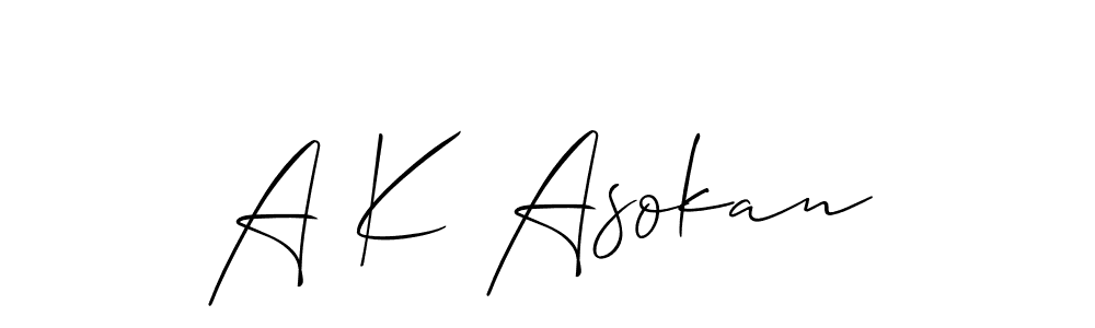 Make a beautiful signature design for name A K Asokan. With this signature (Allison_Script) style, you can create a handwritten signature for free. A K Asokan signature style 2 images and pictures png