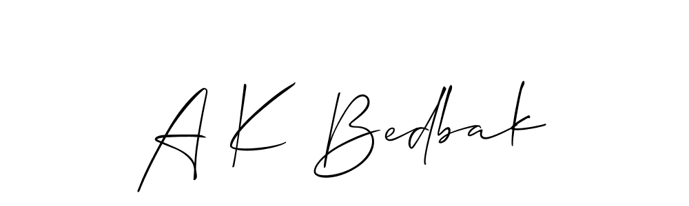 You should practise on your own different ways (Allison_Script) to write your name (A K Bedbak) in signature. don't let someone else do it for you. A K Bedbak signature style 2 images and pictures png