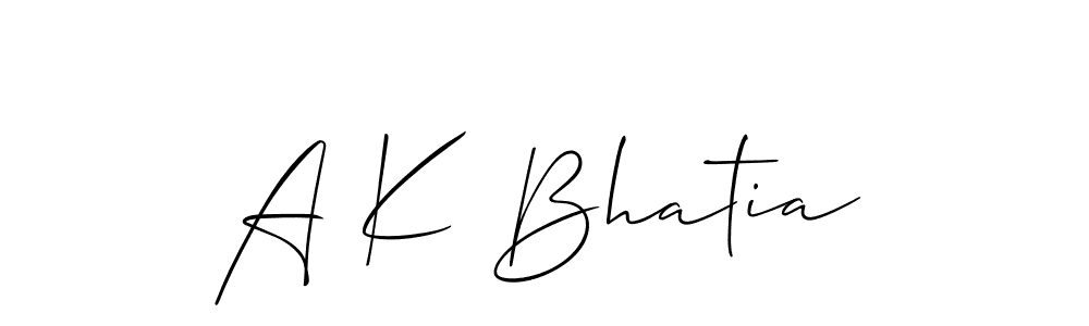 Allison_Script is a professional signature style that is perfect for those who want to add a touch of class to their signature. It is also a great choice for those who want to make their signature more unique. Get A K Bhatia name to fancy signature for free. A K Bhatia signature style 2 images and pictures png