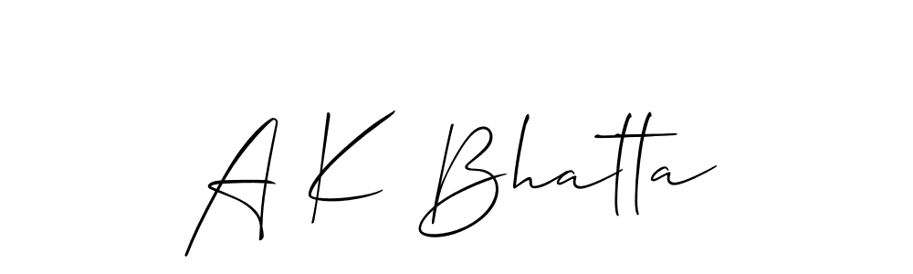 Also we have A K Bhatta name is the best signature style. Create professional handwritten signature collection using Allison_Script autograph style. A K Bhatta signature style 2 images and pictures png